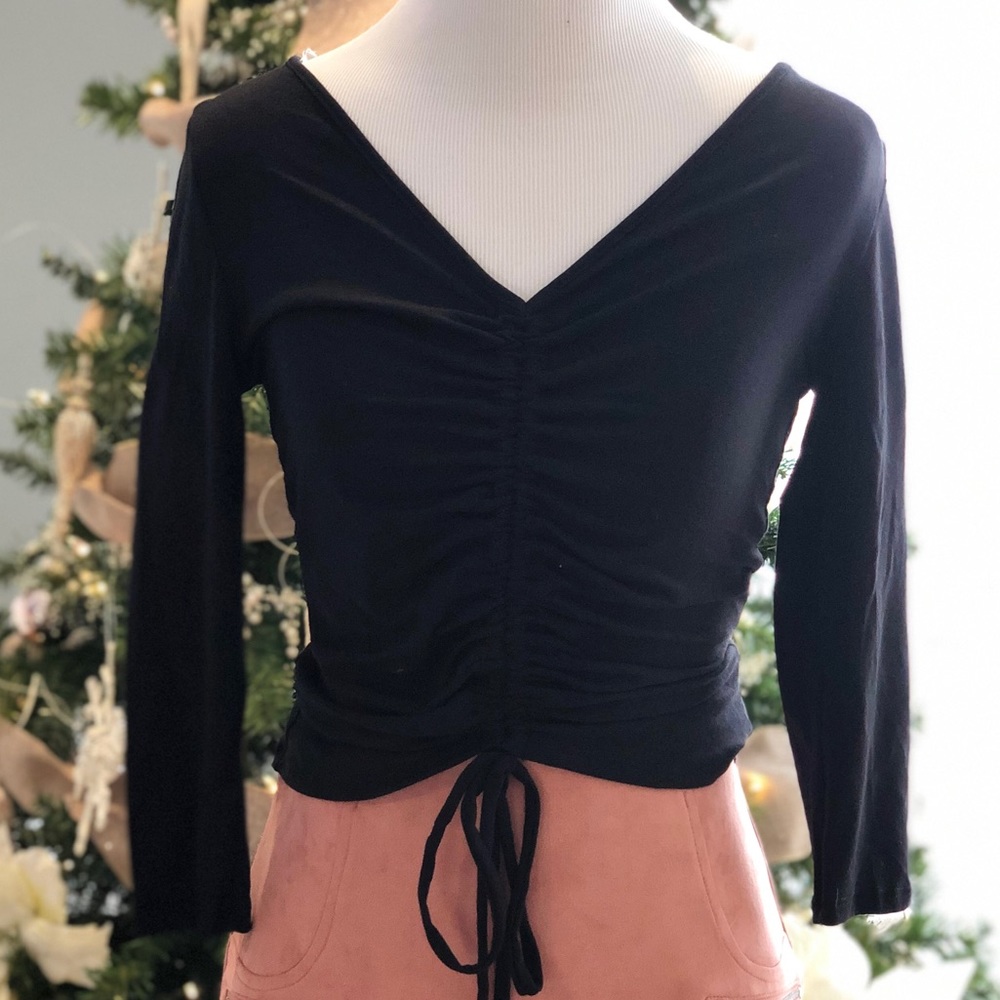 Black seduction drawstring crop or not top
